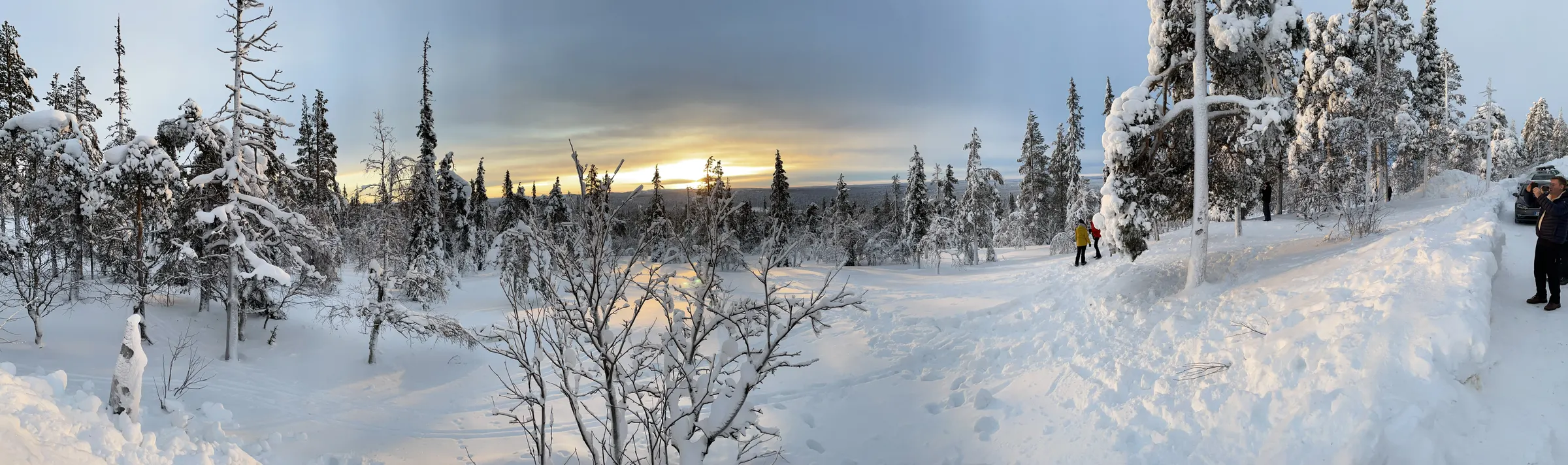 Panoramic winter landscape in Lapland